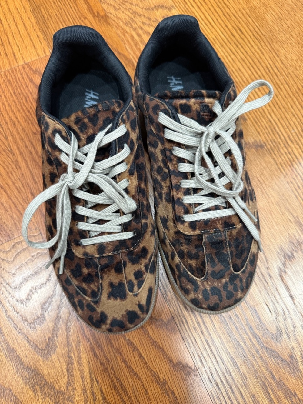 H&M Leopard Print Kids Sneakers with Cream Laces